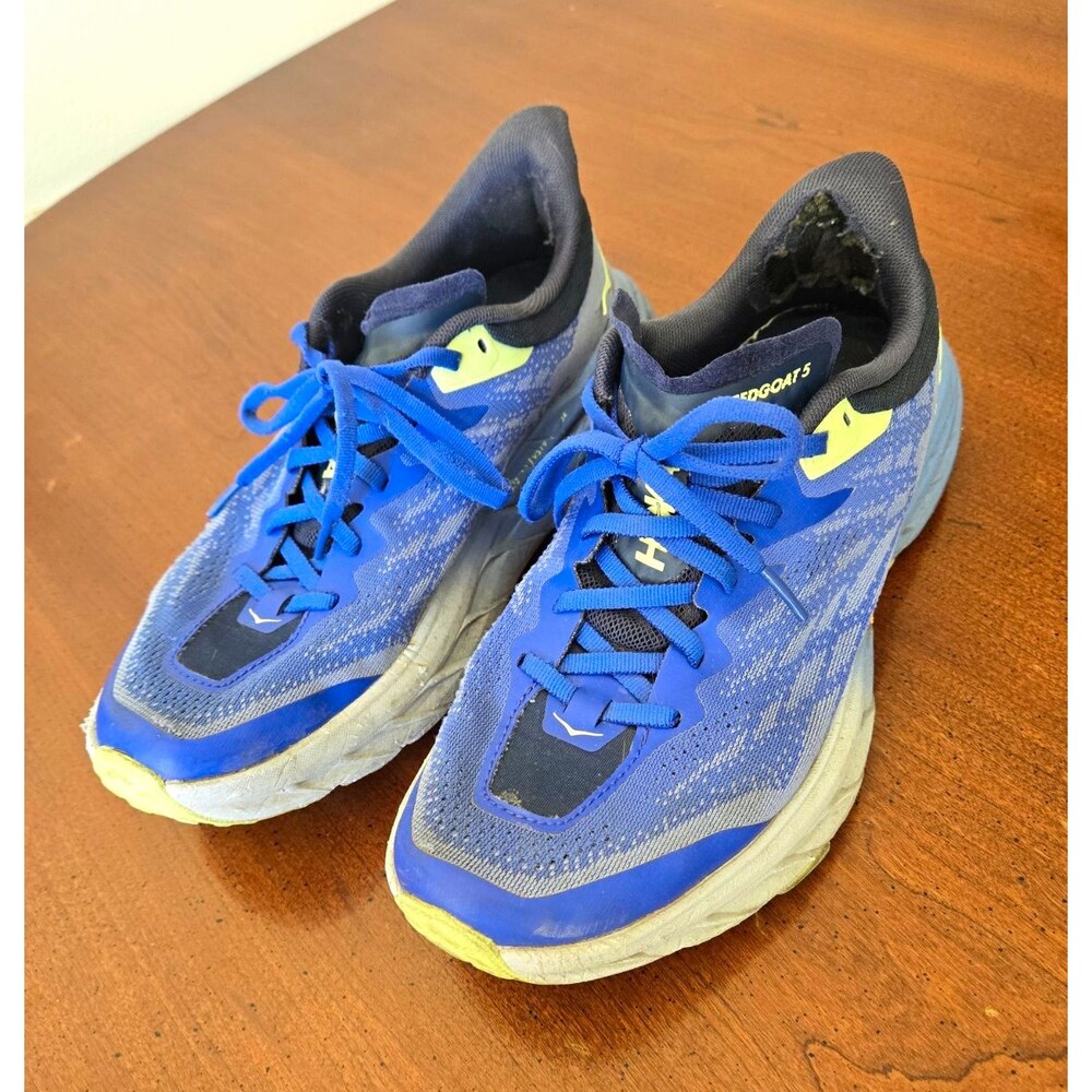 HOKA Speedgoat 5 Men's Low Top Lace-Up Running Shoes Blue Gray Yellow